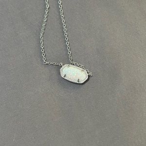 Kendra Scott Elisa Necklace. White opal stone set in silver.